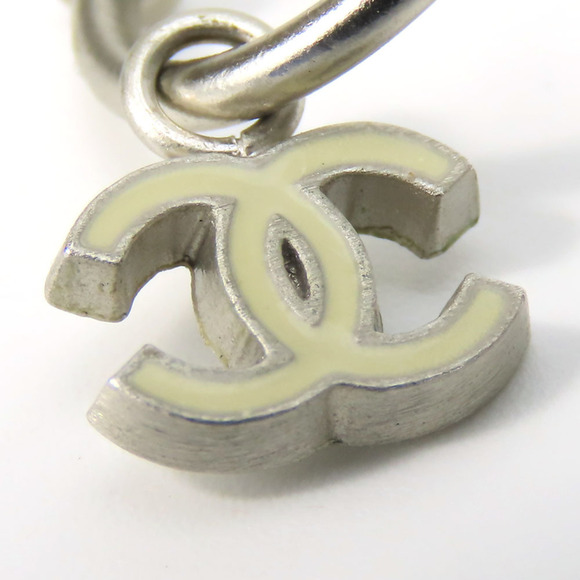 CHANEL Authentic White Logo Earrings